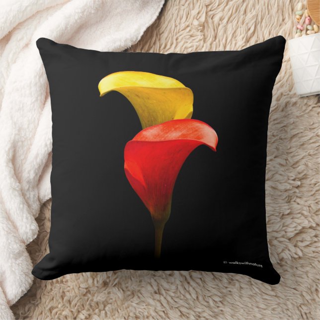 Elegant Gold en Crimson Calla Lilies Kussen (Deken)