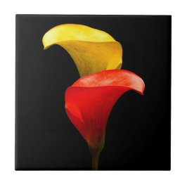 Elegant Gold en Crimson Calla Lilies Tegeltje