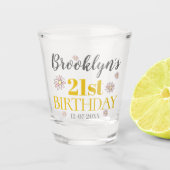 Elegant Gold en Daisies 21e verjaardag Shot Glas (Voorkant)