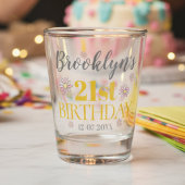 Elegant Gold en Daisies 21e verjaardag Shot Glas