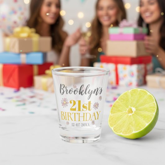 Elegant Gold en Daisies 21e verjaardag Shot Glas
