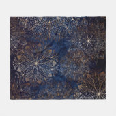 Elegant Gold en Dark Blue Floral Mandala Pattern Fleece Deken (Voorkant (Horizontaal))