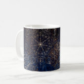 Elegant Gold en Dark Blue Floral Mandala Pattern Koffiemok (Voorkant links)