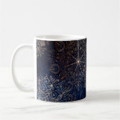 Elegant Gold en Dark Blue Floral Mandala Pattern Koffiemok (Links)