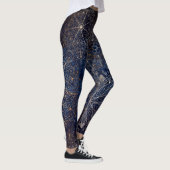 Elegant Gold en Dark Blue Floral Mandala Pattern Leggings (Rechts)
