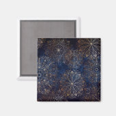 Elegant Gold en Dark Blue Floral Mandala Pattern Magneet (Voorkant / Achterkant)