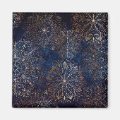 Elegant Gold en Dark Blue Floral Mandala Pattern Magneet (Voorkant)