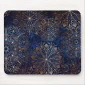 Elegant Gold en Dark Blue Floral Mandala Pattern Muismat (Voorkant)