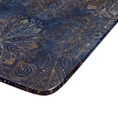 Elegant Gold en Dark Blue Floral Mandala Pattern Snijplank (Hoek)