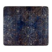Elegant Gold en Dark Blue Floral Mandala Pattern Snijplank (Voorkant)