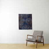 Elegant Gold en Dark Blue Floral Mandala Pattern Wandkleed (In situ)