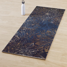 Elegant Gold en Dark Blue Floral Mandala Pattern Yogamat