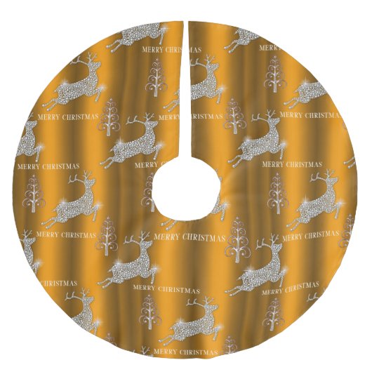 Elegant Gold en Diamond Reindeer Gold Kerstmis Kerstboom Rok (Voorkant)