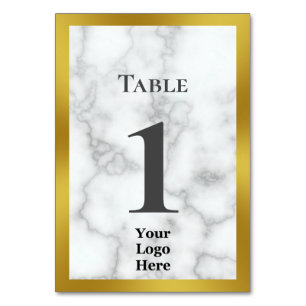Elegant Gold en Faux White Marble Your Logo here Kaart