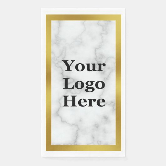 Elegant Gold en Faux White Marble Your Logo here Servet (Voorkant)