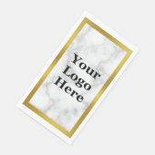 Elegant Gold en Faux White Marble Your Logo here Servet (Hoek)