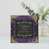 Elegant Gold en Feathers Birthday Invitation Kaart (Staand voorkant)