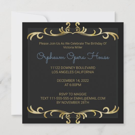 Elegant Gold en Feathers Birthday Invitation Kaart (Achterkant)