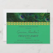 Elegant Gold en Feathers Birthday Invitation Kaart (Voorkant)