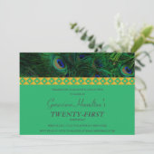 Elegant Gold en Feathers Birthday Invitation Kaart (Staand voorkant)