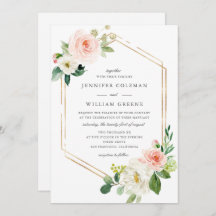 Elegant Gold en Floral Waterverf Lijst Wedding