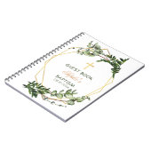 Elegant Gold en Green Botanical Baptism Guest Book Notitieboek (Linkerzijde)