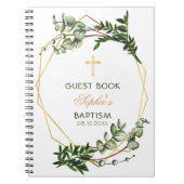 Elegant Gold en Green Botanical Baptism Guest Book Notitieboek (Voorkant)