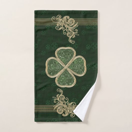 Elegant Gold en Green Clover Brooch Bad Handdoek (Handdoek)