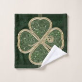 Elegant Gold en Green Clover Brooch Bad Handdoek (Wasdoekje)