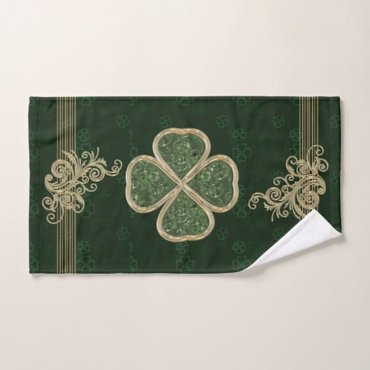 Elegant Gold en Green Clover Brooch Bad Handdoek (Handdoek)