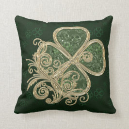 Elegant Gold en Green Clover Brooch Kussen