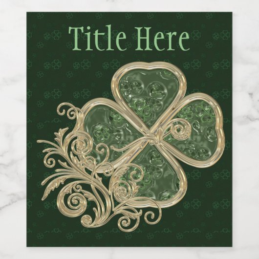 Elegant Gold en Green Clover Brooch Wijn Etiket (Enkel label)