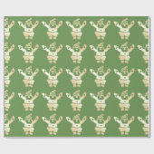 Elegant Gold en Green Santa Claus kerstpatroon Cadeaupapier (Vlak)