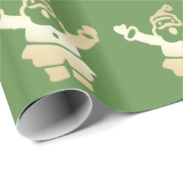 Elegant Gold en Green Santa Claus kerstpatroon Cadeaupapier