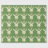 Elegant Gold en Green Santa Claus kerstpatroon Cadeaupapier (Vlak)