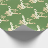 Elegant Gold en Green Santa Claus kerstpatroon Cadeaupapier (Hoek)