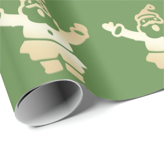 Elegant Gold en Green Santa Claus kerstpatroon Cadeaupapier (Rol Hoek)