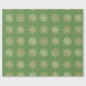 Elegant Gold en Green Snowflake-kerstpatroon Cadeaupapier (Vlak)