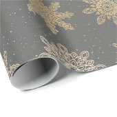 Elegant Gold en grijs Snowflake-kerstpatroon Cadeaupapier (Rol Hoek)