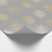 Elegant Gold en grijs Snowflake-kerstpatroon Cadeaupapier (Hoek)
