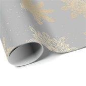 Elegant Gold en grijs Snowflake-kerstpatroon Cadeaupapier (Rol Hoek)