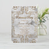 Elegant Gold en grijze Pensioenpartij Kaart (Staand voorkant)