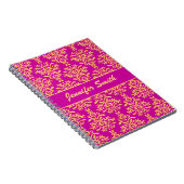 Elegant Gold en hot-roze magenta Damask Notitieboek (Rechterzijde)