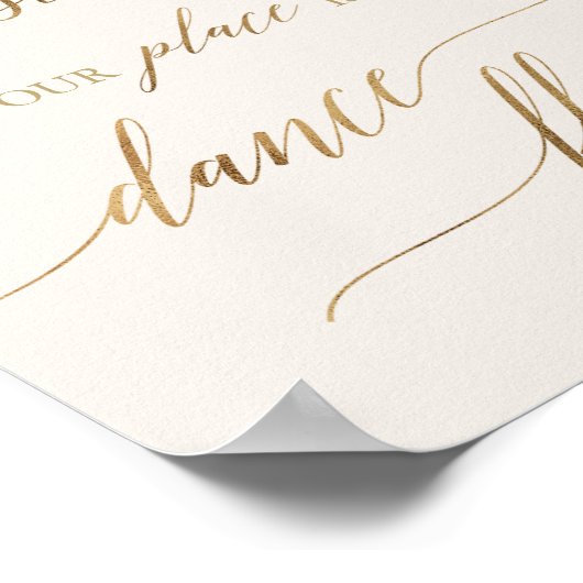 Elegant Gold- en ivoor-plaatskaart Dance Floor Sig Poster (Hoek)