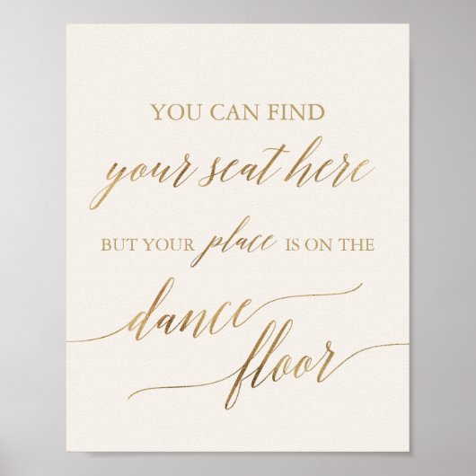 Elegant Gold- en ivoor-plaatskaart Dance Floor Sig Poster (Voorkant)