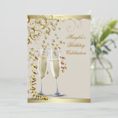 Elegant Gold en Ivory Cream Birthday Kaart (Staand voorkant)