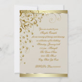 Elegant Gold en Ivory Cream Birthday Kaart (Achterkant)