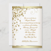 Elegant Gold en Ivory Cream Birthday Kaart (Achterkant)