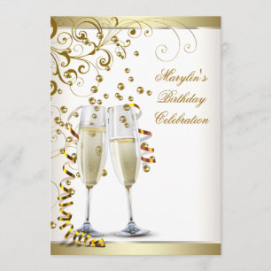 Elegant Gold en Ivory Cream Birthday Kaart