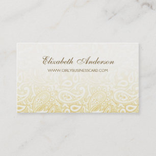 Elegant Gold en Ivory Paisley Damask Pattern Visitekaartje